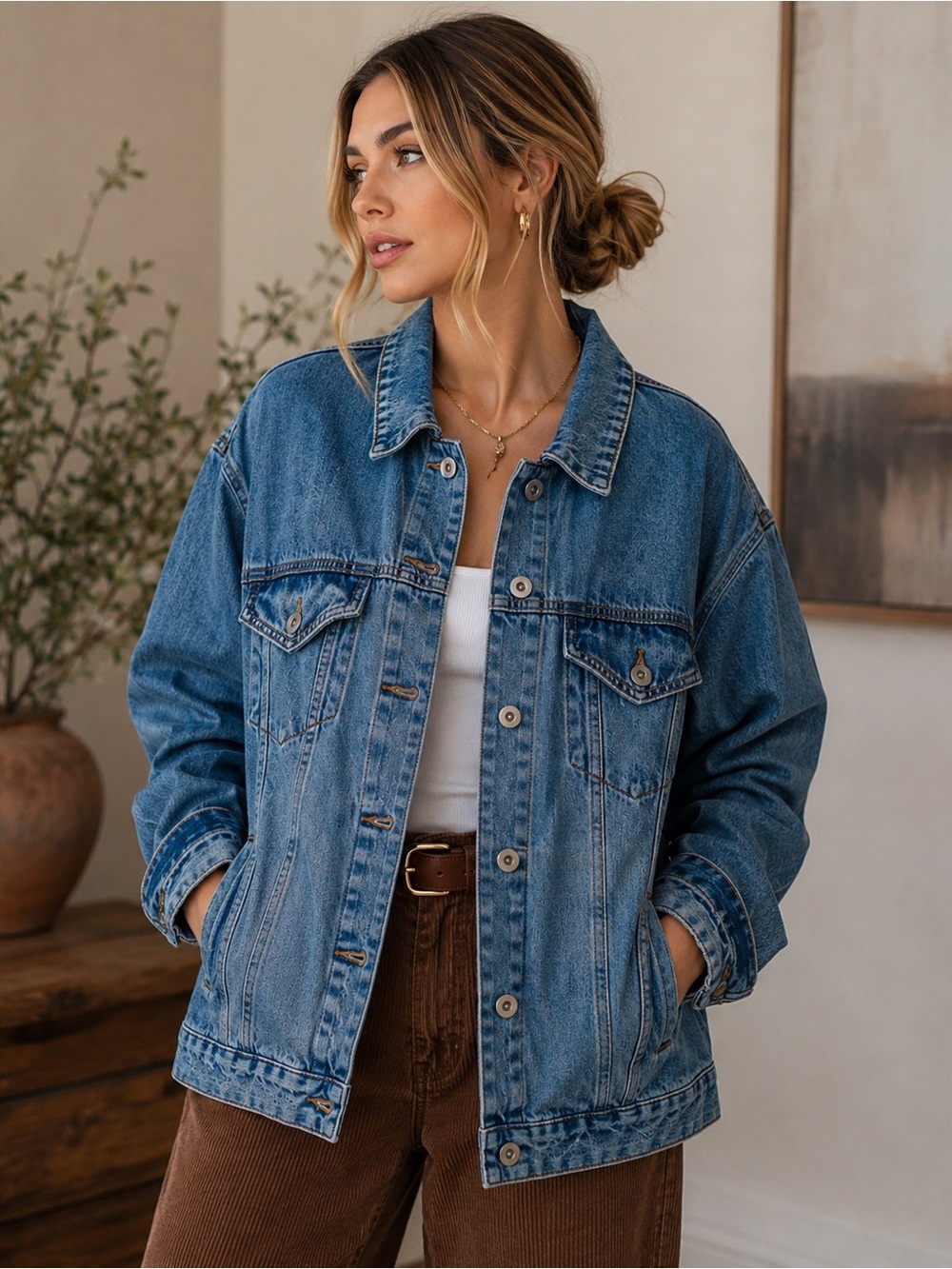 Wild Fable Denim Jacket Medium Western Style 100% Cotton